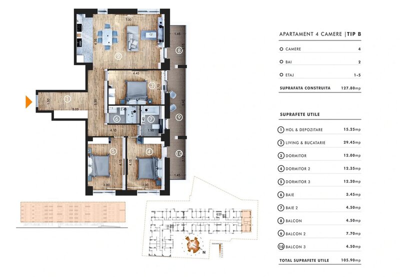 Apartament 4 camere - ansamblul Ghica Apartments